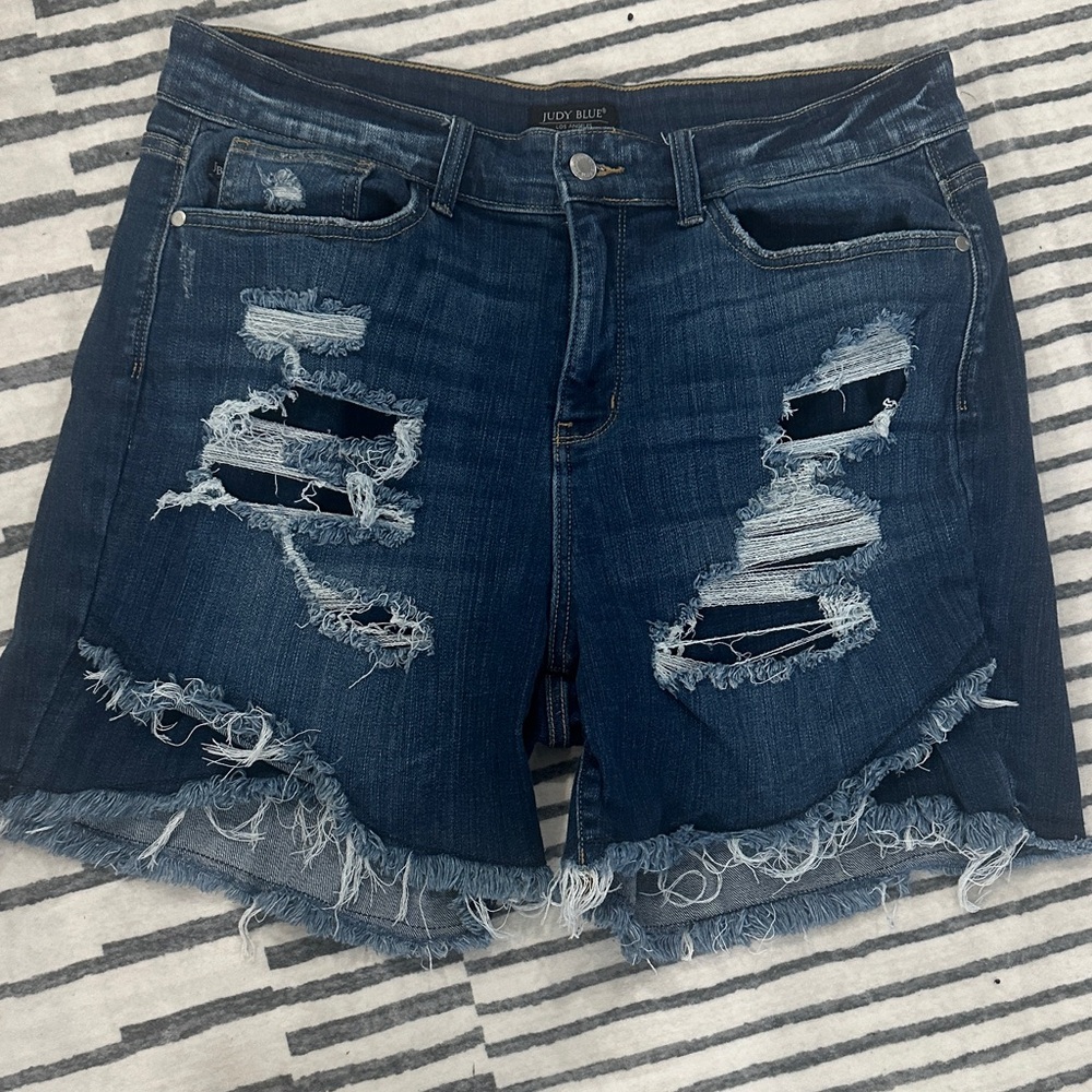 Judy Blue Blue Distressed Denim Shorts